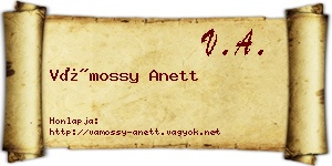 Vámossy Anett névjegykártya