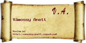 Vámossy Anett névjegykártya