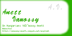 anett vamossy business card